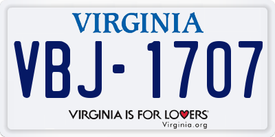 VA license plate VBJ1707