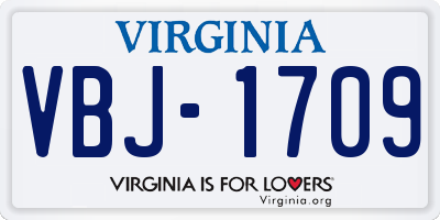 VA license plate VBJ1709