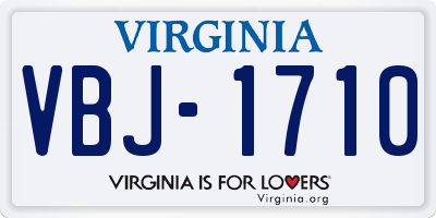 VA license plate VBJ1710
