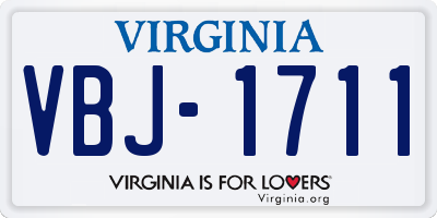 VA license plate VBJ1711