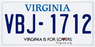 VA license plate VBJ1712