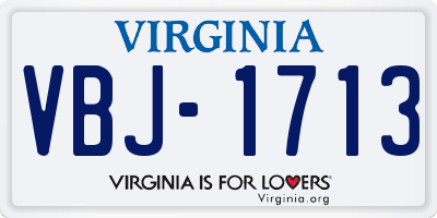 VA license plate VBJ1713