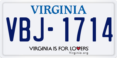 VA license plate VBJ1714