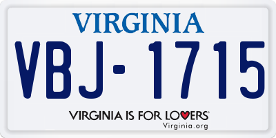 VA license plate VBJ1715