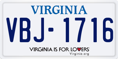 VA license plate VBJ1716