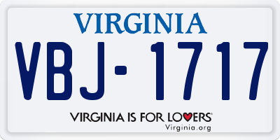 VA license plate VBJ1717
