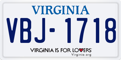 VA license plate VBJ1718