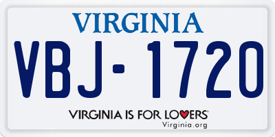 VA license plate VBJ1720