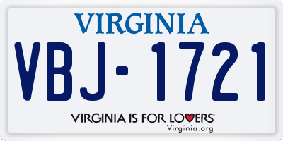 VA license plate VBJ1721