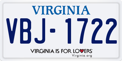 VA license plate VBJ1722
