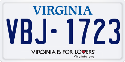 VA license plate VBJ1723