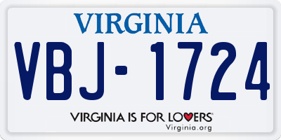 VA license plate VBJ1724