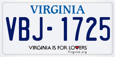 VA license plate VBJ1725