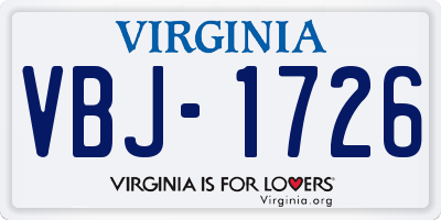 VA license plate VBJ1726