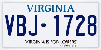 VA license plate VBJ1728