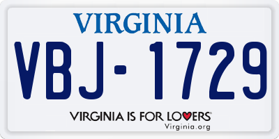 VA license plate VBJ1729