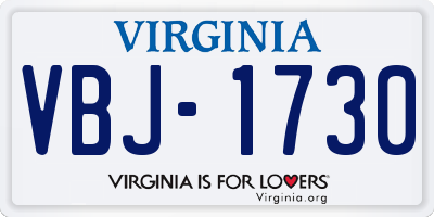 VA license plate VBJ1730