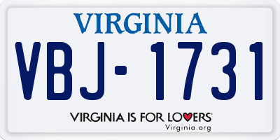 VA license plate VBJ1731
