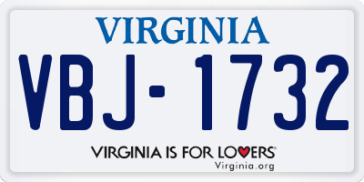 VA license plate VBJ1732