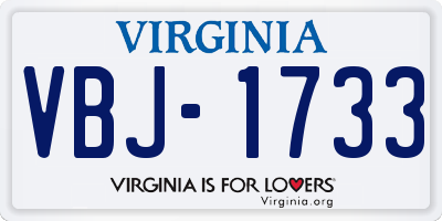 VA license plate VBJ1733