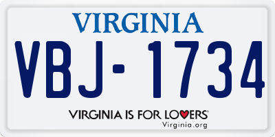 VA license plate VBJ1734
