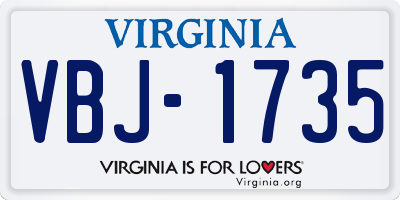 VA license plate VBJ1735