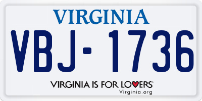 VA license plate VBJ1736