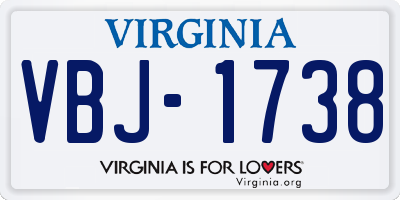 VA license plate VBJ1738