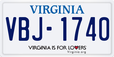 VA license plate VBJ1740