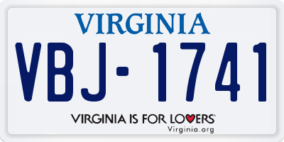 VA license plate VBJ1741