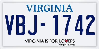 VA license plate VBJ1742