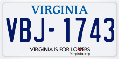VA license plate VBJ1743