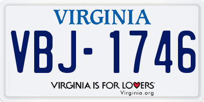 VA license plate VBJ1746