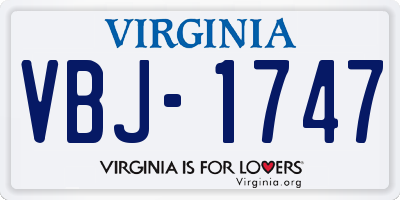 VA license plate VBJ1747