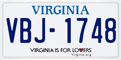 VA license plate VBJ1748