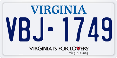 VA license plate VBJ1749