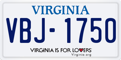 VA license plate VBJ1750