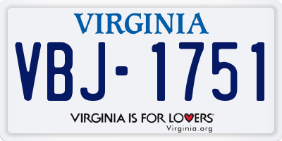 VA license plate VBJ1751