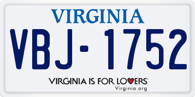 VA license plate VBJ1752