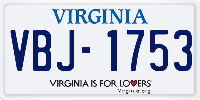 VA license plate VBJ1753