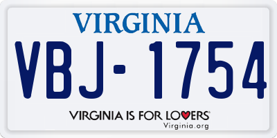 VA license plate VBJ1754