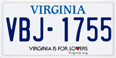 VA license plate VBJ1755