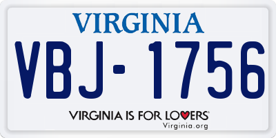 VA license plate VBJ1756