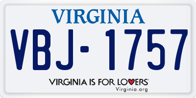 VA license plate VBJ1757