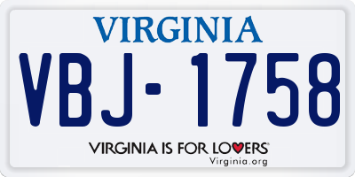 VA license plate VBJ1758