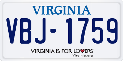 VA license plate VBJ1759