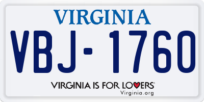 VA license plate VBJ1760