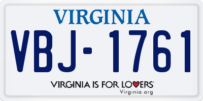 VA license plate VBJ1761