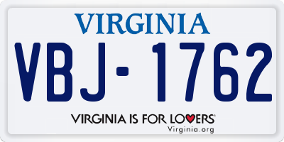 VA license plate VBJ1762