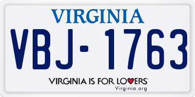 VA license plate VBJ1763
